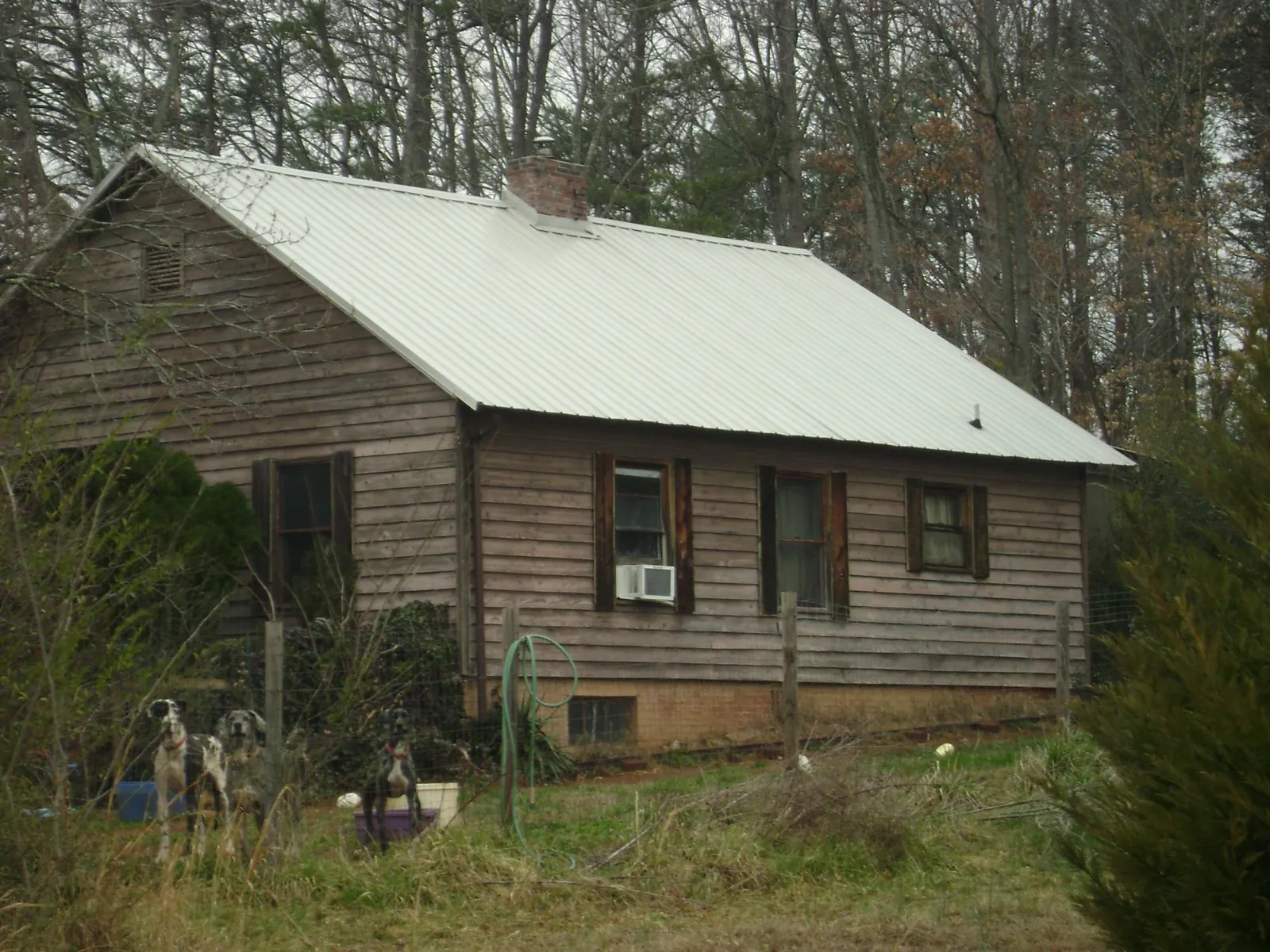 White metal roof on an old wood sided farmhouse, from a Asphalt Shingle Roof Repair job in King Ferry